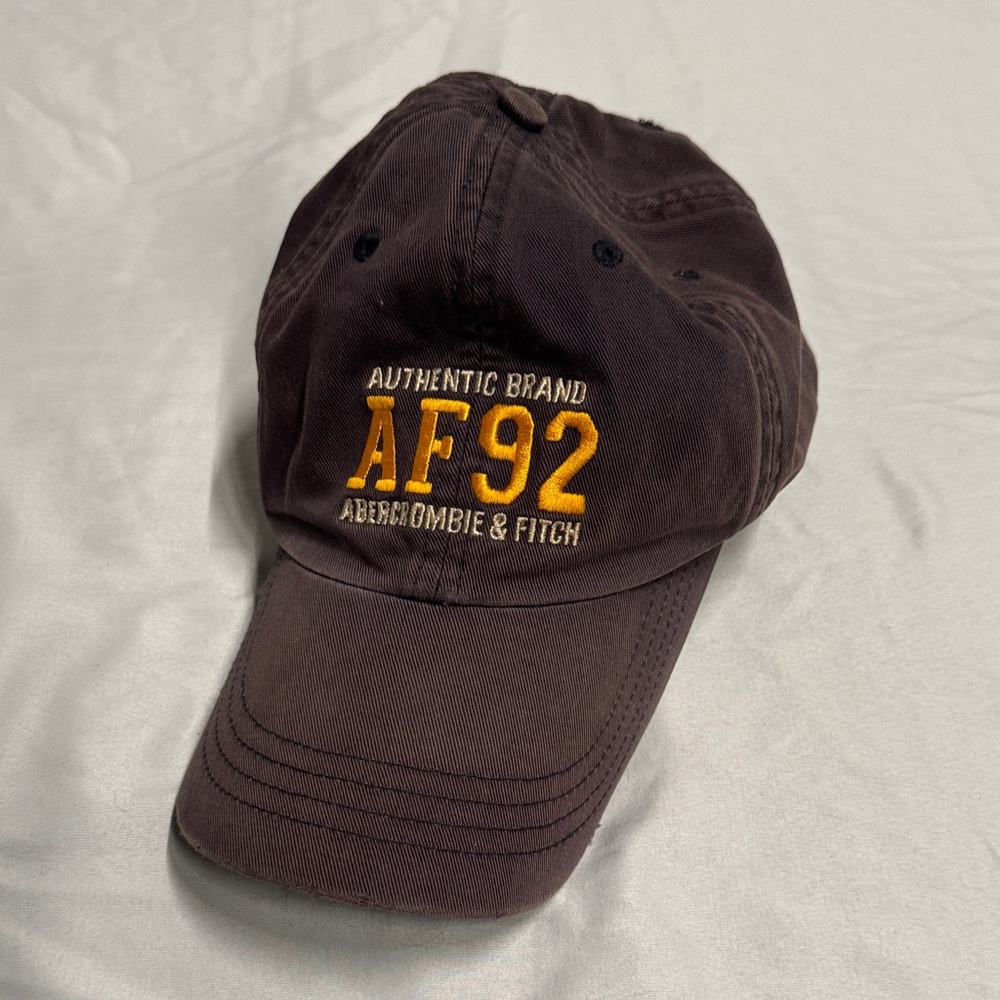 Vintage Abercrombie & Fitch Navy Blue Cap with Yellow Embroidery